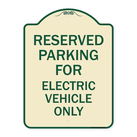 Signmission Parking Reserved for Electric Vehicle Heavy-Gauge Aluminum Sign, 24" x 18", TG-1824-23391 A-DES-TG-1824-23391
